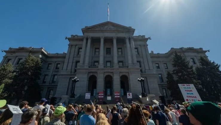 Supporters gathered outside the Colorado State Capitol