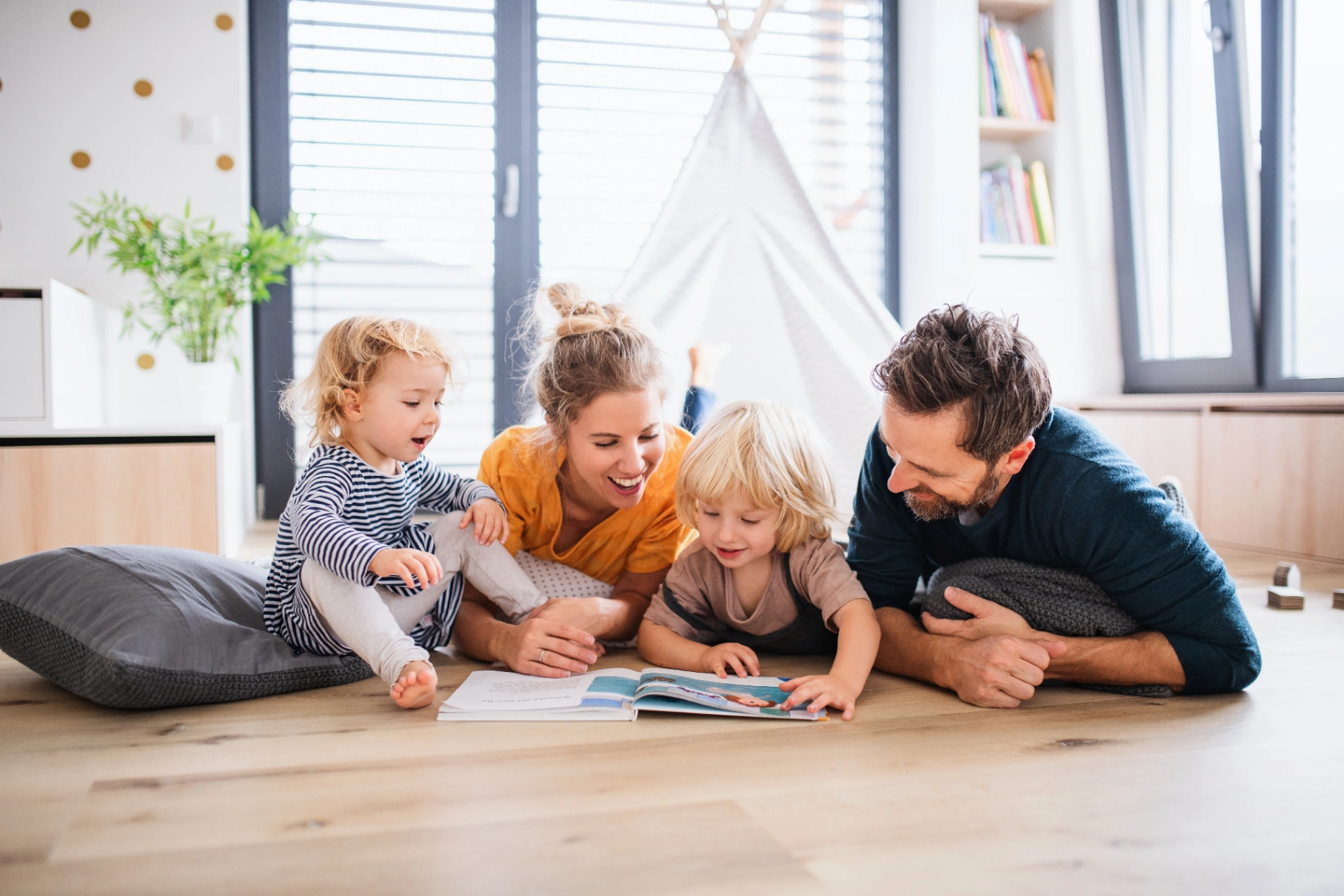 Family reading together